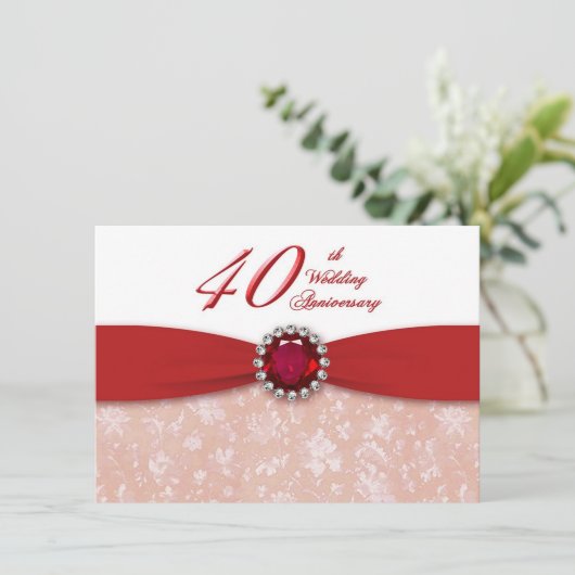 Einladung zum 40. Hochzeitstag in Damask (Stehend Vorderseite)