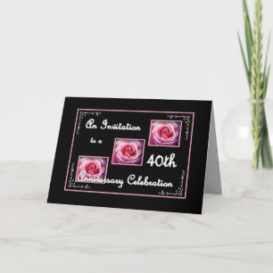 Einladung zum 40. Hochzeitstag mit Rosen