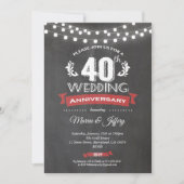 Einladung zum 40. Hochzeitstag. Rubinrot (Vorderseite)