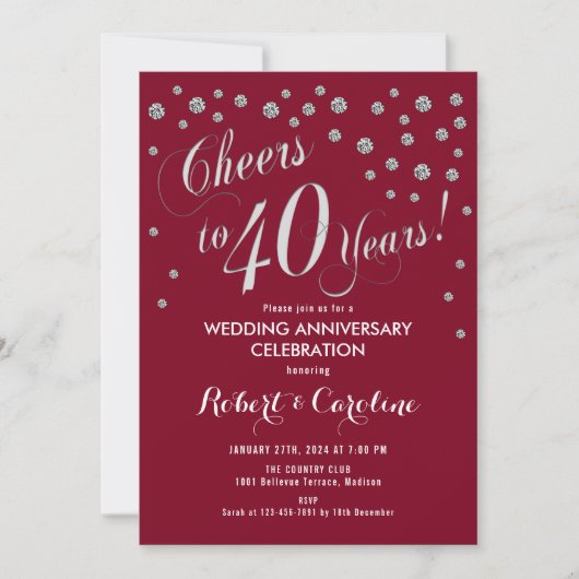 Einladung zum 40-jährigen Jubiläum in Ruby Red & S (Vorderseite)