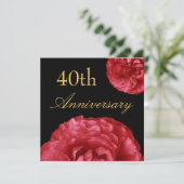 Einladung zum 40. Jubiläum - Rote Rosen (Stehend Vorderseite)