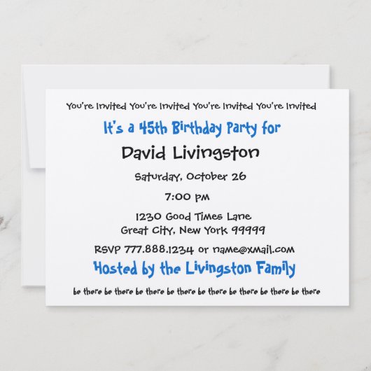 Einladung zum 45. Geburtstag (Rückseite)