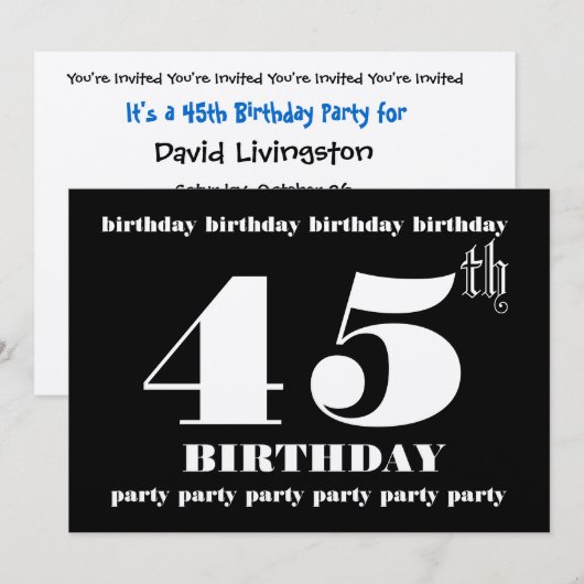 Einladung zum 45. Geburtstag (Vorne/Hinten)
