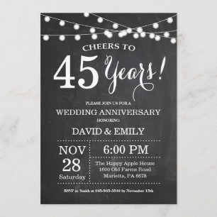 Einladung zum 45. Hochzeitstag auf Schiefertafel