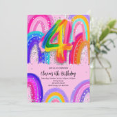 Einladung zum 4. Geburtstag (Stehend Vorderseite)