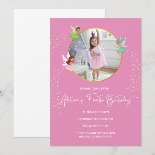 Einladung zum 4. Geburtstag (Vorne/Hinten)