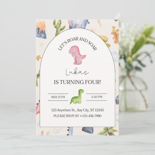 Einladung zum 4. Geburtstag (Stehend Vorderseite)