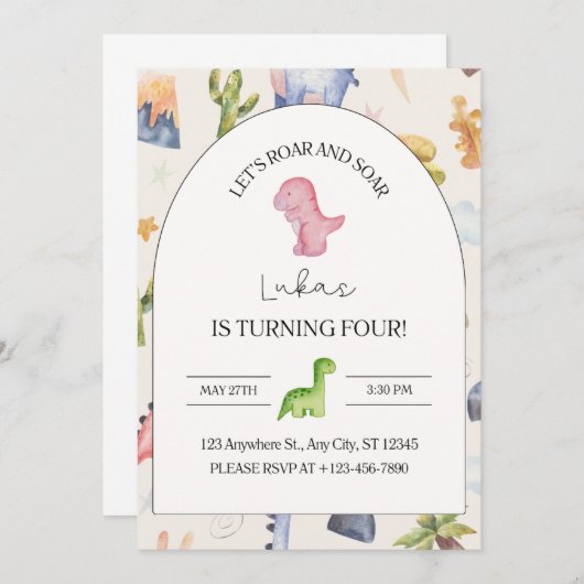 Einladung zum 4. Geburtstag (Vorne/Hinten)