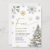 Einladung zum 4. Geburtstag, 4. Winter Geburtstag (Vorderseite)
