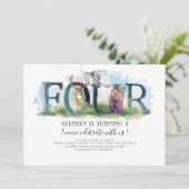 Einladung zum 4. Geburtstag im Wald (Stehend Vorderseite)