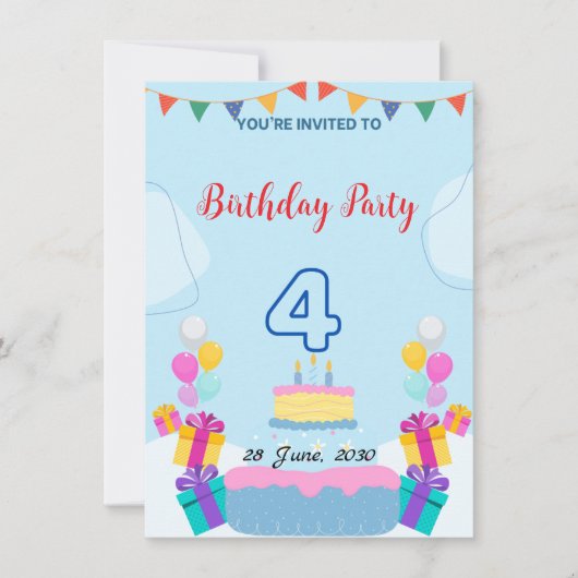 Einladung zum 4. Geburtstag - Verführerisch Spaß P (Vorderseite)