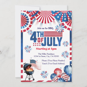 Einladung zum 4. Juli BBQ, Party in den USA Einlad