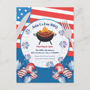 Einladung zum 4. Juli BBQ, Party in den USA Einlad