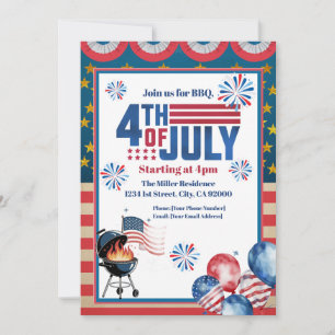 Einladung zum 4. Juli BBQ, Party in den USA Einlad