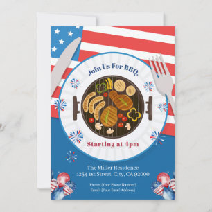 Einladung zum 4. Juli BBQ, Party in den USA Einlad