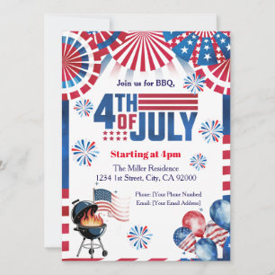 Einladung zum 4. Juli BBQ, Party in den USA Einlad