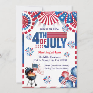Einladung zum 4. Juli BBQ, Party in den USA Einlad