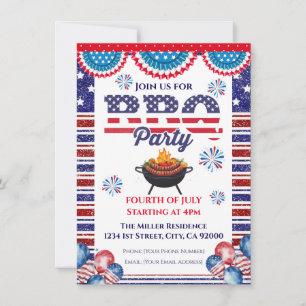 Einladung zum 4. Juli BBQ, Party in den USA Einlad