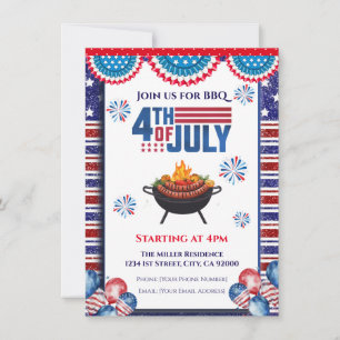 Einladung zum 4. Juli BBQ, Party in den USA Einlad