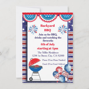 Einladung zum 4. Juli BBQ, Party in den USA Einlad