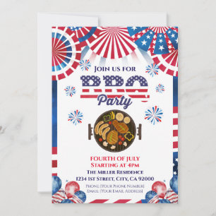 Einladung zum 4. Juli BBQ, Party in den USA Einlad