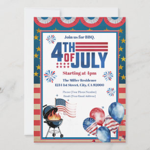 Einladung zum 4. Juli BBQ, Party in den USA Einlad