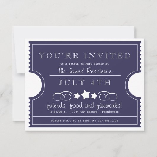 Einladung zum 4. Juli-Ticket (Vorderseite)