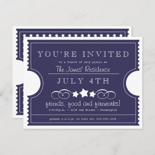 Einladung zum 4. Juli-Ticket (Vorne/Hinten)