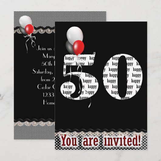 Einladung zum 50. Geburtstag (Vorne/Hinten)