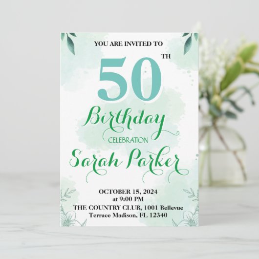 Einladung zum 50. Geburtstag (Stehend Vorderseite)