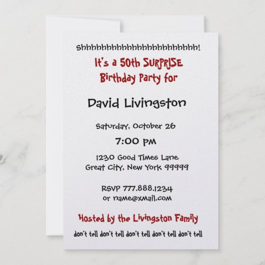 Einladung zum 50. Geburtstag (Rückseite)