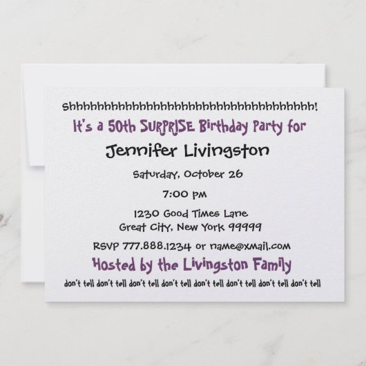 Einladung zum 50. Geburtstag (Rückseite)