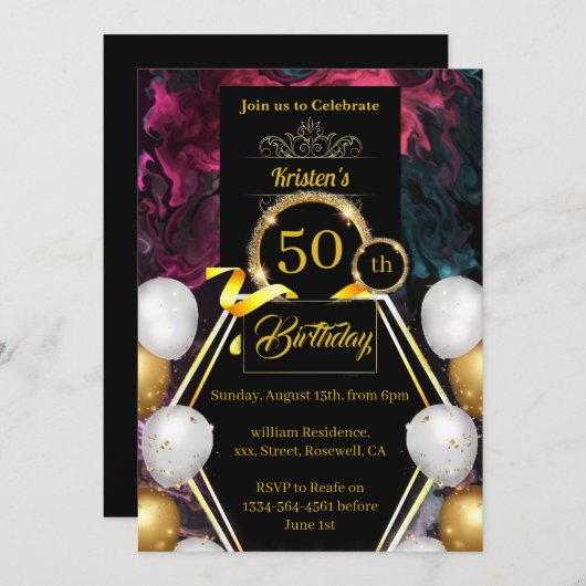 Einladung zum 50. Geburtstag (Vorne/Hinten)