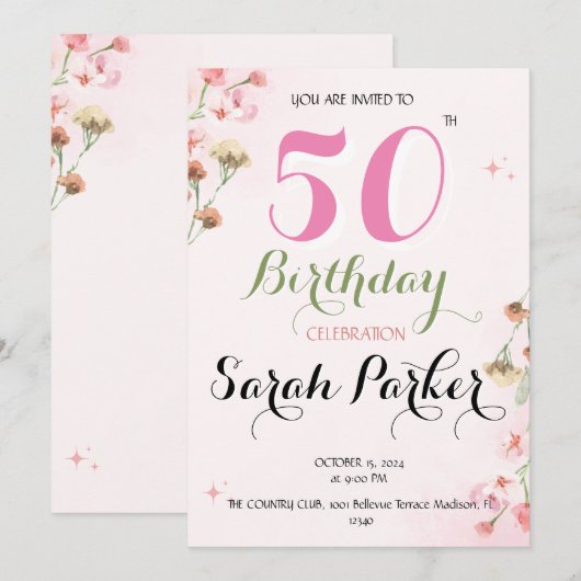 Einladung zum 50. Geburtstag (Vorne/Hinten)