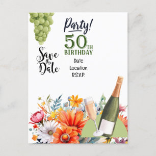 Einladung zum 50. Geburtstag: Datum freihalten  Postkarte