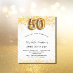 Einladung zum 50. Geburtstag des Glitzer von Weißg Flyer<br><div class="desc">Bitte beachten Sie, dass diese Einladung auf Flyer Papier und sehr dünn ist. Umschläge sind nicht enthalten. Für dickere Einladungen (gleiche Gestaltung) besuchen Sie bitte unseren Shop. Für eine elegante 50. Geburtstagsfeier. Ein schick weißer Hintergrund. Dekoriert mit Imitaten Gold Glitzer, Glitzern. Personalisieren und fügen Sie Namen, Alter und Party Details...</div>