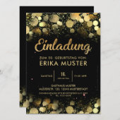 Einladung zum 50. Geburtstag "Goldene Schrift" (Vorne/Hinten)