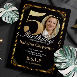 Einladung zum 50. Geburtstag in Schwarz und Gold