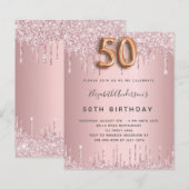 Einladung zum 50. Geburtstag mit rosa dusty rose-T (Vorne/Hinten)