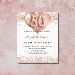 Einladung zum 50. Geburtstag Rose Goldballons<br><div class="desc">Für einen eleganten 50. Geburtstag. Ein stilvoller weißer Hintergrund. Mit Rose Gold,  rosa Imitat Glitzer,  Glitzern und Ballons dekoriert. Personalisieren und fügen Sie einen Namen und Party-Details. Der Name ist mit einem handgeschriebenen Stil Skript geschrieben,  Nummer 50 mit ballon Stil Schriftart.</div>