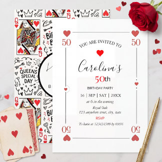 Einladung zum 50. Geburtstag Spielkarte Casino