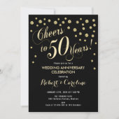 Einladung zum 50. Hochzeitstag - Black & Gold (Vorderseite)