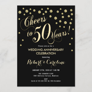 Einladung zum 50. Hochzeitstag - Black & Gold