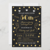 Einladung zum 50. Hochzeitstag - Black & Gold (Vorderseite)
