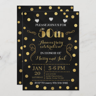 Einladung zum 50. Hochzeitstag - Black & Gold