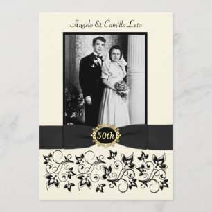 Einladung zum 50. Hochzeitstag - Elfenbein