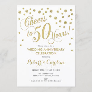 Einladung zum 50. Hochzeitstag - Gold & Weiß