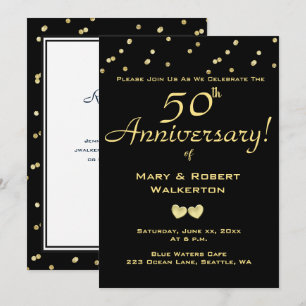 Einladung zum 50. Hochzeitstag - Goldene Herzen