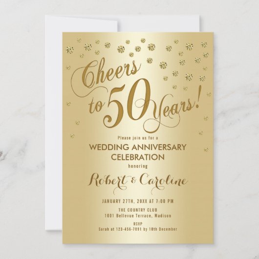 Einladung zum 50. Hochzeitstag in Gold (Vorderseite)