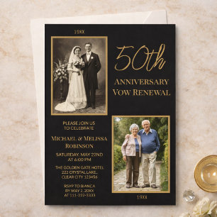 Einladung zum 50. Hochzeitstag in Schwarz-Gold